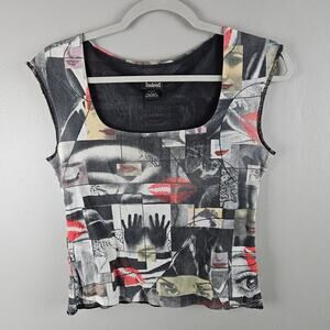 Y2k Wearable Artsy Indie Grunge Tank Top Size Large Collage Faces